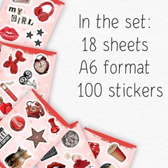 100Pcs Vintage Red & Black Aesthetic Stickers – Perfect for Journals & Laptops