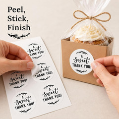 Sweet Thank You Favor Stickers: 120 round Paper Stickers 1.6 Inch | Paper Sticke
