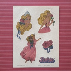 Vintage 80s CTP 1983 Scratch & Sniff Matte Rose Barbie Sticker Sheet Roses Scent