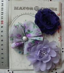 LAVENDER WHITE & Flat PURPLE Mix Fabric 3 Flowers 60-70mm – Manor House