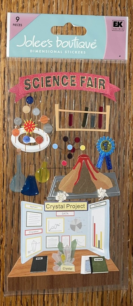 RARE Jolees Science Fair Volcano Crystal School Project Planet Scrapbook Sticker