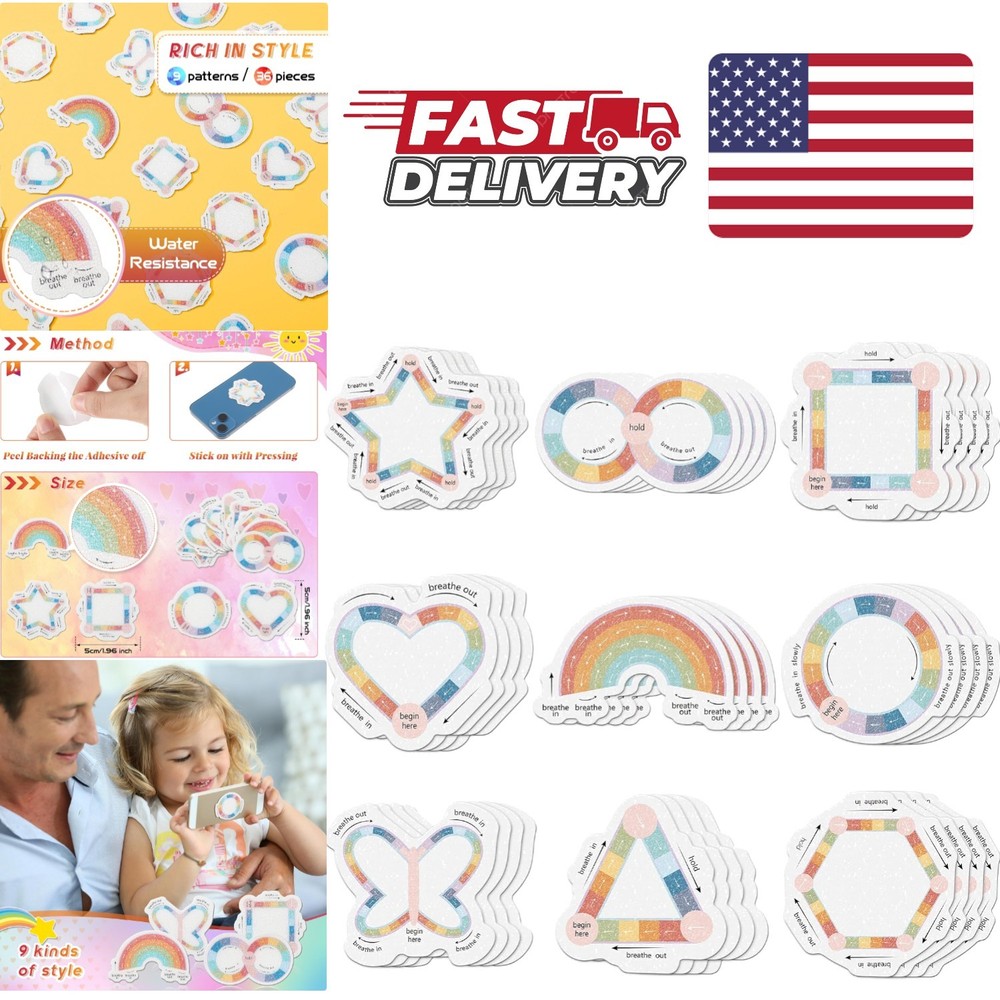Anxiety Sensory Stickers 36 Pack Rainbow Textured Fidget Relief for Teens Adults