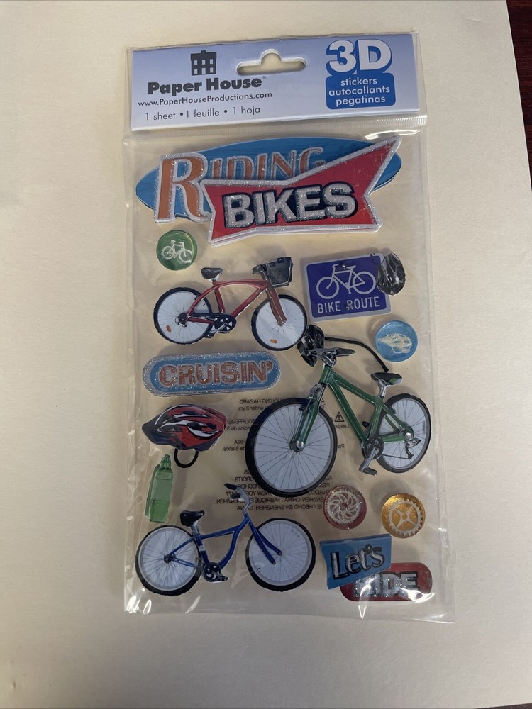 Riding Bikes 3D scrapbook stickers Paper House STDM-0155