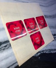 Vintage Red Holographic Conversation Heart Stickers Kiss Hot Lips Hugs Valentine