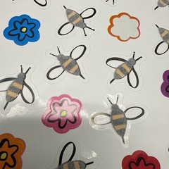 Vintage Hallmark Fuzzy Bumble Bees And Flowers Sticker Sheet/ VERY RARE FIND