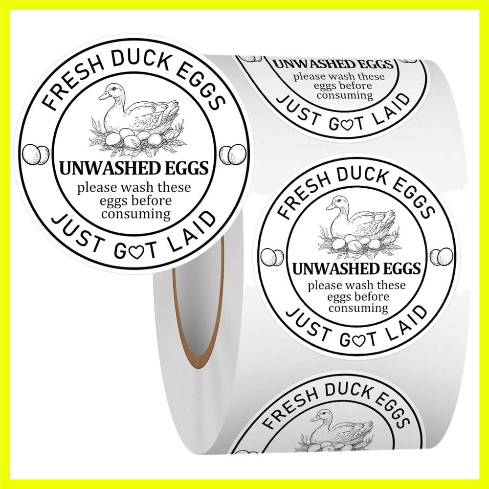 2Inch 500 Pcs Farm Fresh Duck Egg Stickers Unwashed Duck Egg Carton Labels – …