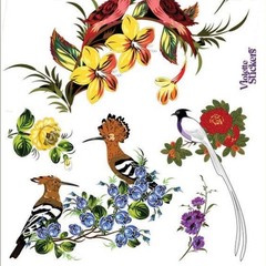 Violette Stickers – Birds – 2 Oriental Bird & Flower Sticker Sheets – Crafts