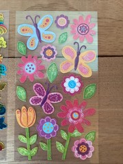 LOT of 3 Sticko Themed Stickers: Stained Glass Butterfly, Butterflies, Flowers