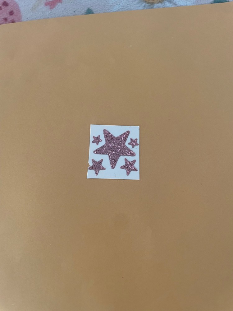 Vintage 1980s Small Pink Glitter Star Stickers