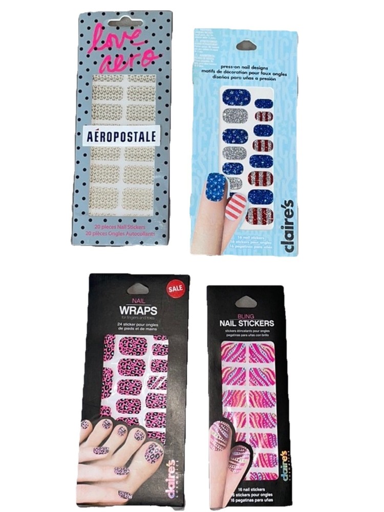 4 Packs Fingernail Stickers Claire’s & Aeropostale Brand New