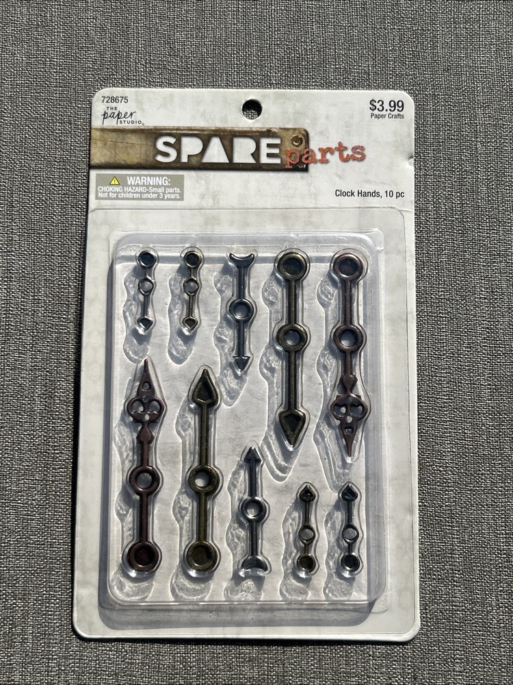 Paper Studio Spare Parts Metal Clock Hands 10pc Craft Embelishment Steam Punk
