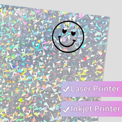 Holographic Sticker Paper for Inkjet & Laser Printer 8.5X11 Inch Printable Vinyl