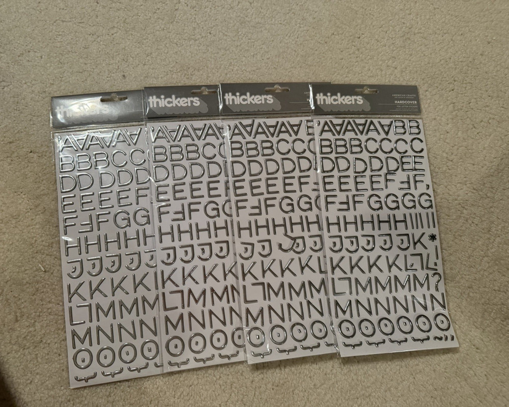 American Crafts Thickers Hardcover Letter Stickers Lot of 4