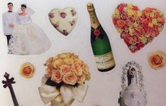WEDDING DAY Sticker(11pc)Approx.4″x 4″ Paper House•Bride•Groom •Cake•Flowers•