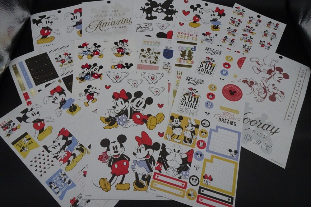 Lot of 13 Happy Planner Disney Mickey & Minnie Mouse Sticker Sheets / New