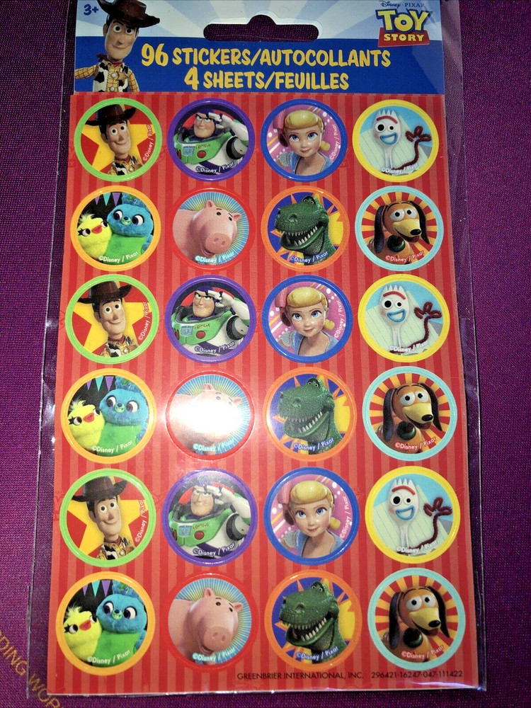 96 Disney Toy Story Stickers (4 Sheets) NIP