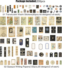 200PCS Vintage Scrapbooking Supplies Kit for Journaling and Decor