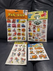 Vintage puffy stickers unopened-PAC-MAN,Cabbage Patch,Woody Woodpecker,Garfield