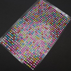 6 Sheets of 850pcs Mixed Color 3mm Round Stripe Self-Adhesive Acrylic Rhinestone