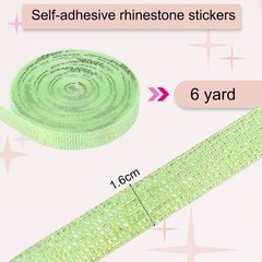 Self Adhesive Rhinestone Strips 6 Yards 0.6 Inch for Craft,Yellow AB