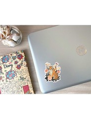 Floral Tiger Vinyl Die Cut Stickers Set Scrapbooking Laptop Waterbottle