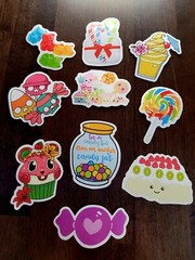 STICKERS x 10 Sweets Ice Cream Candy Cupcake Gummies Lollipop Pavlova 23V5