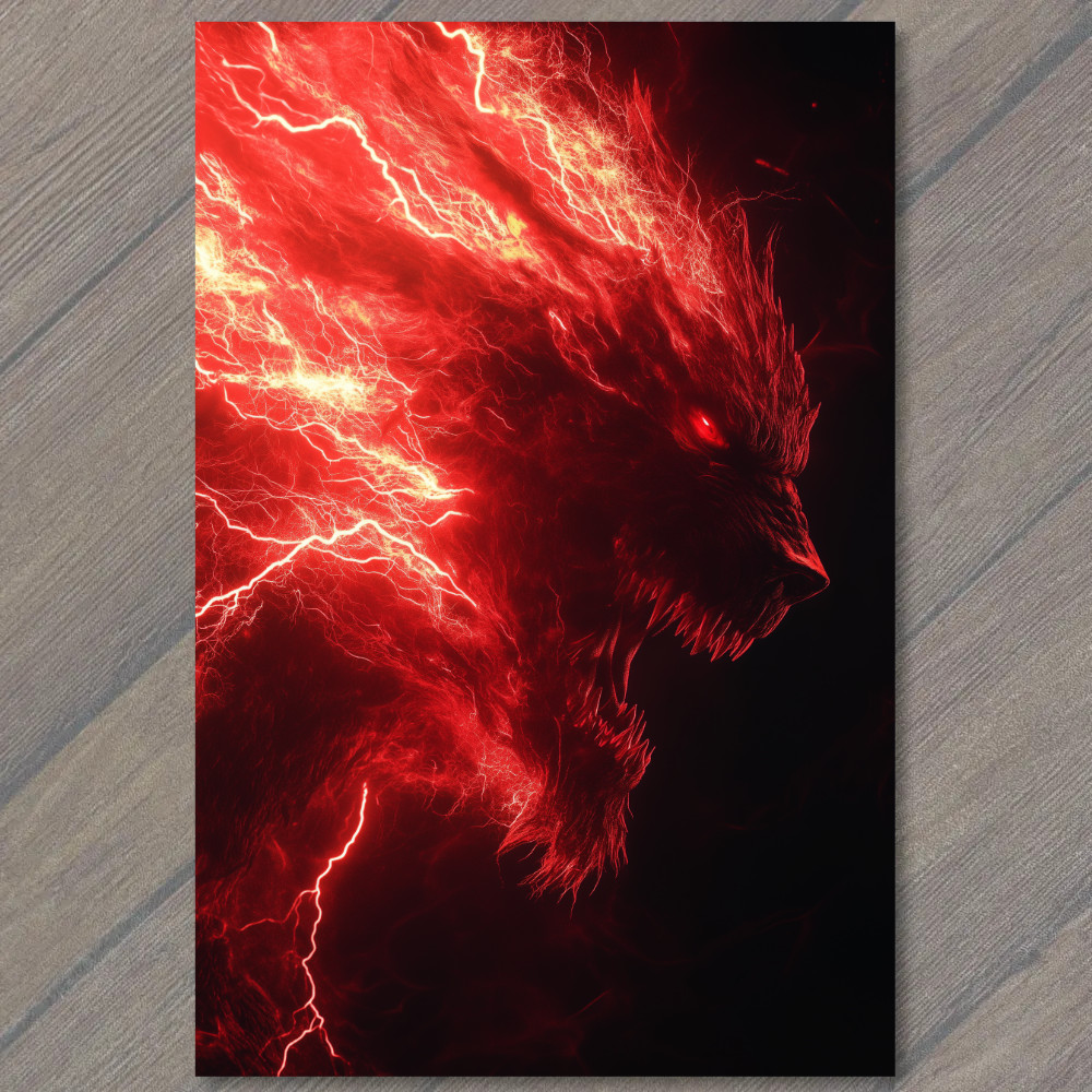 STICKER Lightning Human Form in Fiery Atmosphere Striking Red and Black