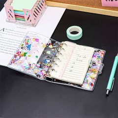 A6 Sticker Book Binder 6 Ring Reusable Pages 20 Sheets Glitter Sequin Japan NEW