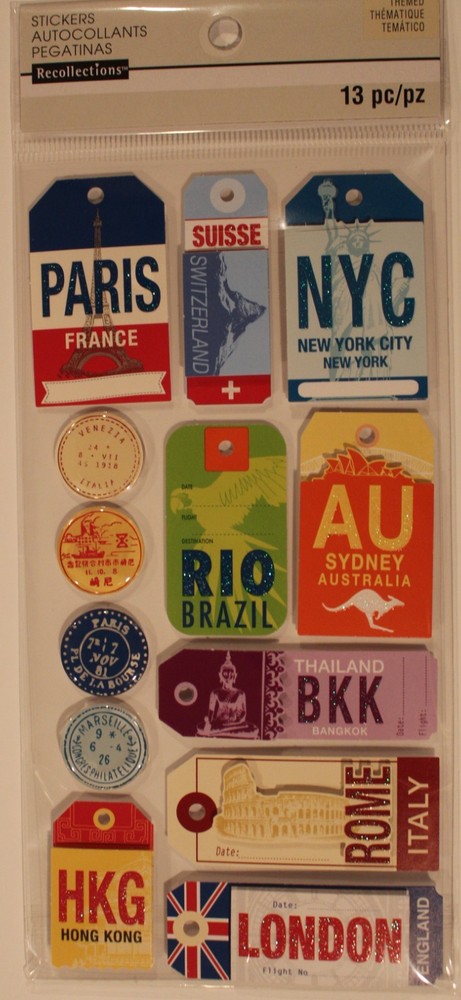 New Recollections Scrapbooking Stickers WORLD TRAVEL Brazil Austrailia London