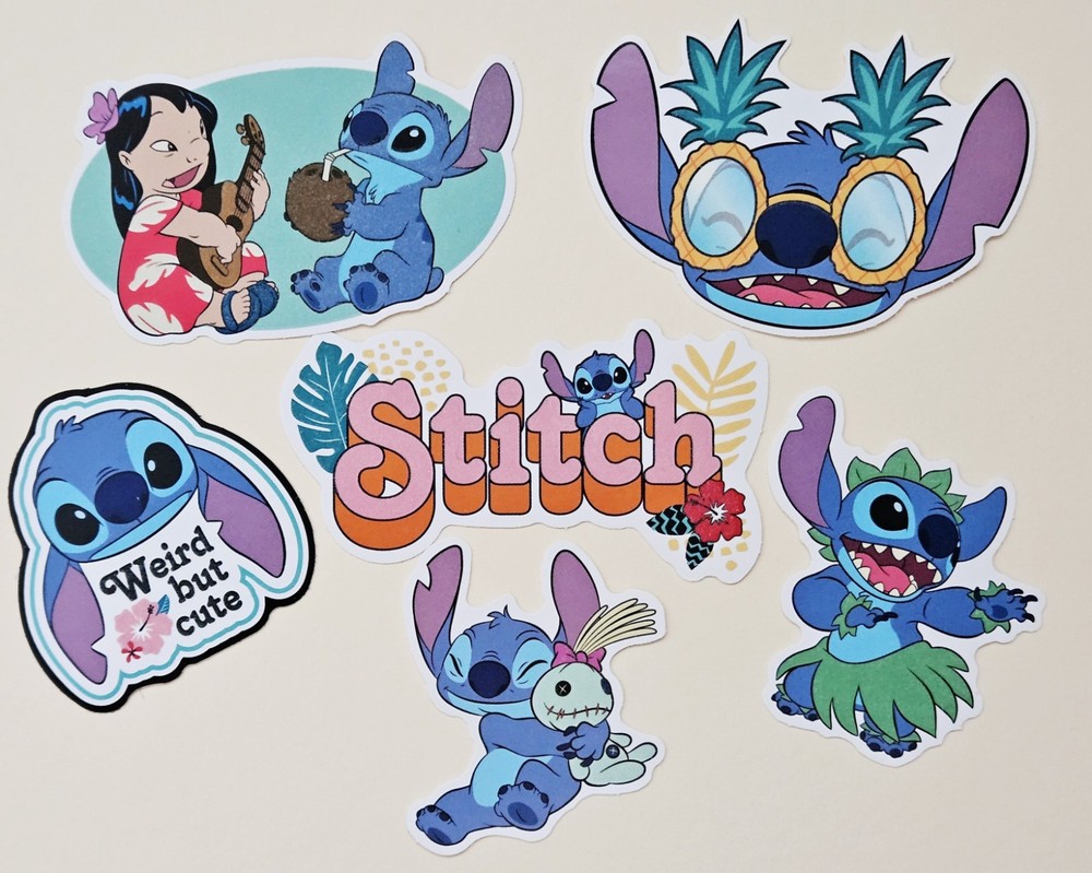 Lilo & Stitch / 6 Glow Vinyl Decal Stickers (2-3″). Waterproof.