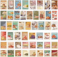 Vintage Aesthetic Food Postage Stamp Stickers for Adults – Classic Fruit Cake Gr