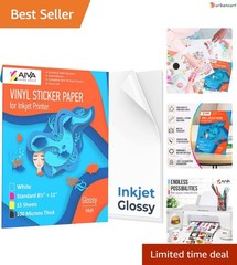 Glossy Waterproof Printable Vinyl Sticker Paper – 15 Sheets for Inkjet Printers