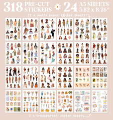Crafting Stickers Bundle – Vintage and Boho Aesthetic Stickers for Journaling, S