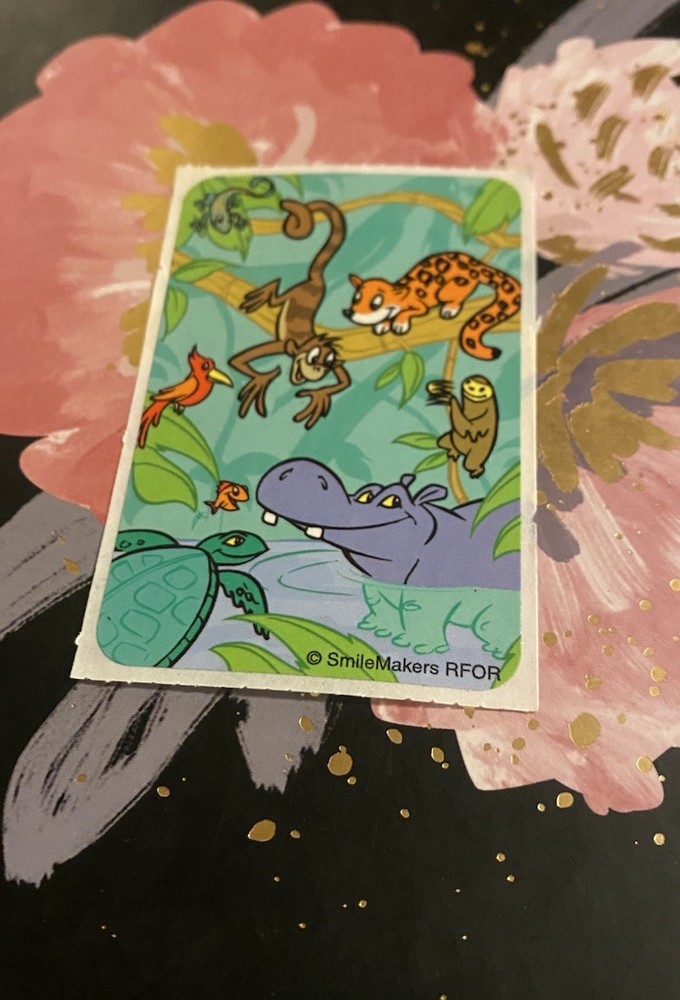 Vintage SmileMakers Jungle Animals Sticker Mod 4×2 Inches