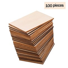 Ruisita 100 Pieces 2 x 3 Inches Unfinished Wood Pieces Rectangle Blank Sharp …
