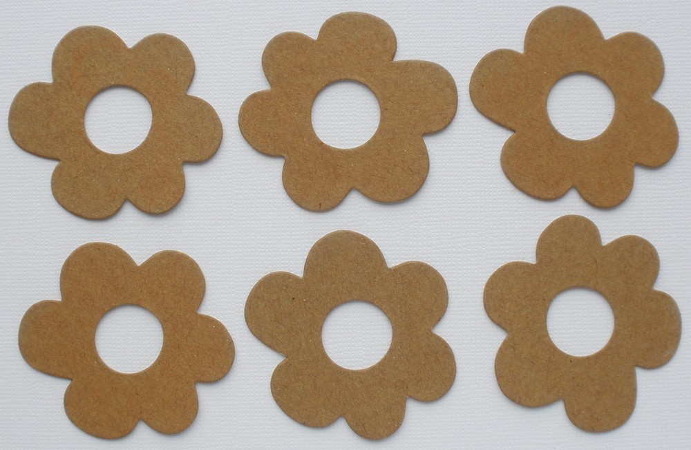 {6} CUTE LITTLE FLOWERS – Bare Unfinished Chipboard Die Cuts – 2″ inch