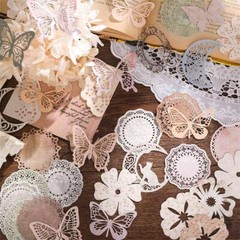 30X Lace Moon Bloom Paper Die Cut Stickers Journal Album Diy Scrapbooking Crafts