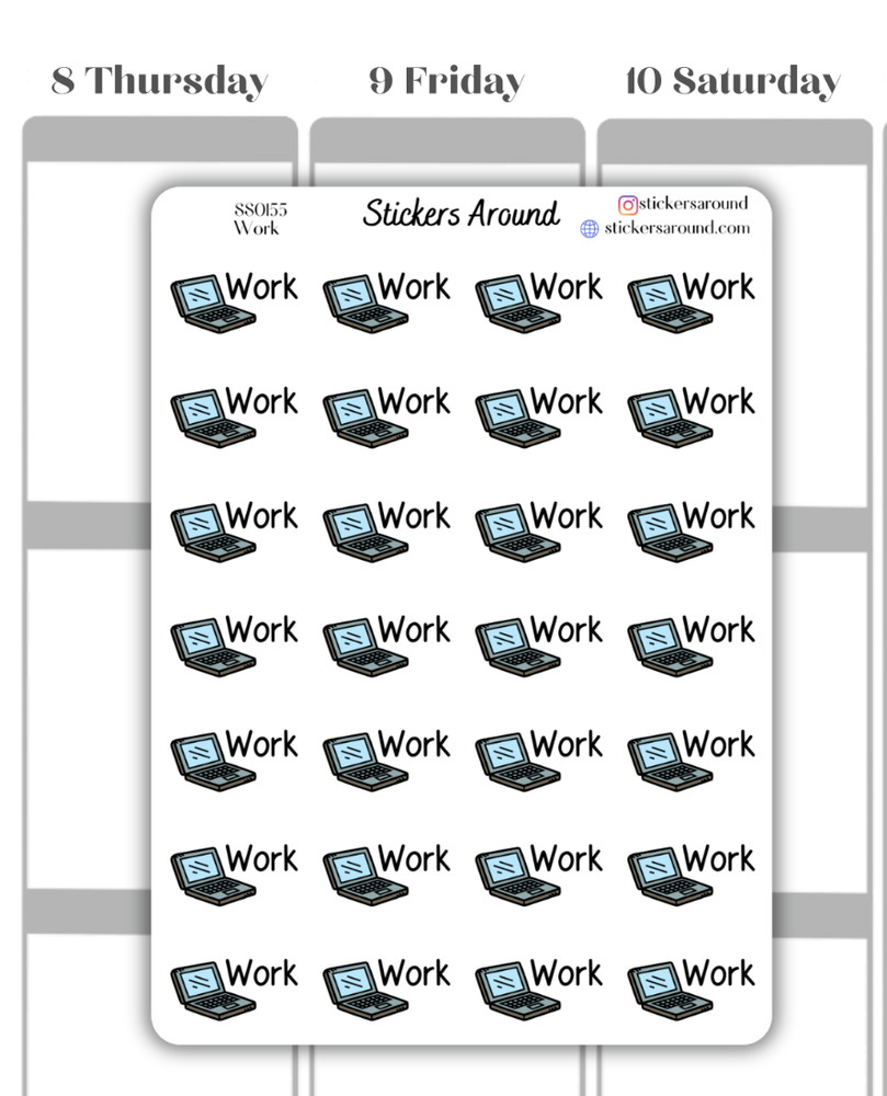 Work Script Planner Sticker, Workplace, Calendar and Journal Sticker