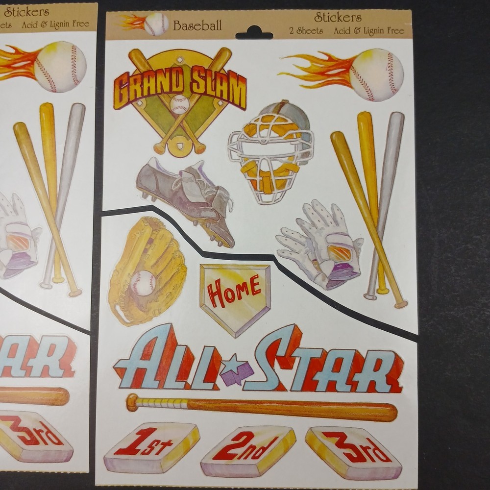 Vintage NRN Designs Stickers S1034 Baseball 2 Sheets (complete but cut)