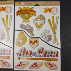 Vintage NRN Designs Stickers S1034 Baseball 2 Sheets (complete but cut)