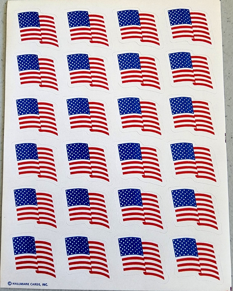 Vintage 1987 Hallmark American Flag Stickers Sheet NOS Patriotic Scrapbooking