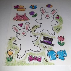 Vintage AGC Easter Bunny Activity Stickers Dress Up/Paper Doll Rabbits x2 Sheets