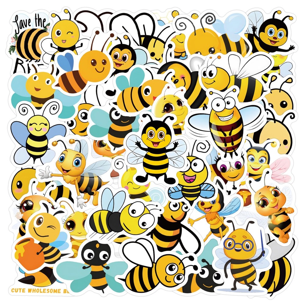 Aiwuding Animal- Bee Stickers Pack, 50PCs Cartoon Honey Stickers for Hydro Fl…