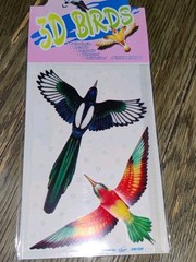 Lot of 3 Packs ArtLover 3D Bird Stickers Reusable Double Sided Waterproof NIP