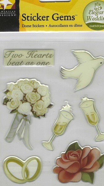 ELEGANT WEDDING STICKER GEMS SCRAPBOOKING AMERICAN TRADITIONAL 7 PCS