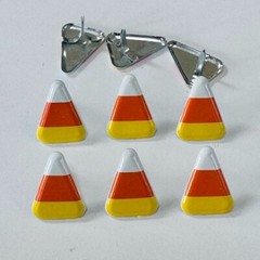 LARGE CANDY CORN SCRAPBOOKING DECORATIVE BRADS EYELET OUTLET 8 PCS