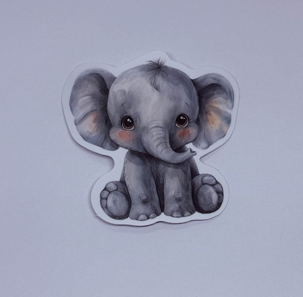 Cute Baby Elephant Animal Sticker Vinyl Decal Journal Wall Fun Art Decor Tc9