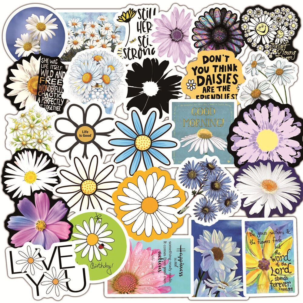 DAISY Vinyl Stickers ~ DAISIES FLOWER ~ Waterproof Decals