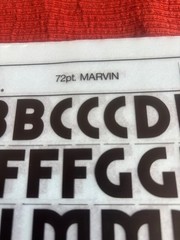 Four (4) Letraset INSTANT LETTERING Transfer Letters Marvin 72pt NICE 1