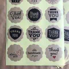 144 Assorted Kraft Thank You, Made With Love, And Handmade For You Stickers
